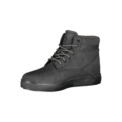 Black Polyester Men Boot