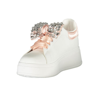 White Synthetic Women Sneaker