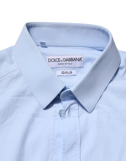 Sky Blue Cotton GOLD Long Sleeves Dress Shirt