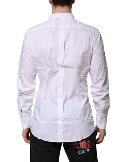 White Cotton GOLD Long Sleeves Dress Shirt