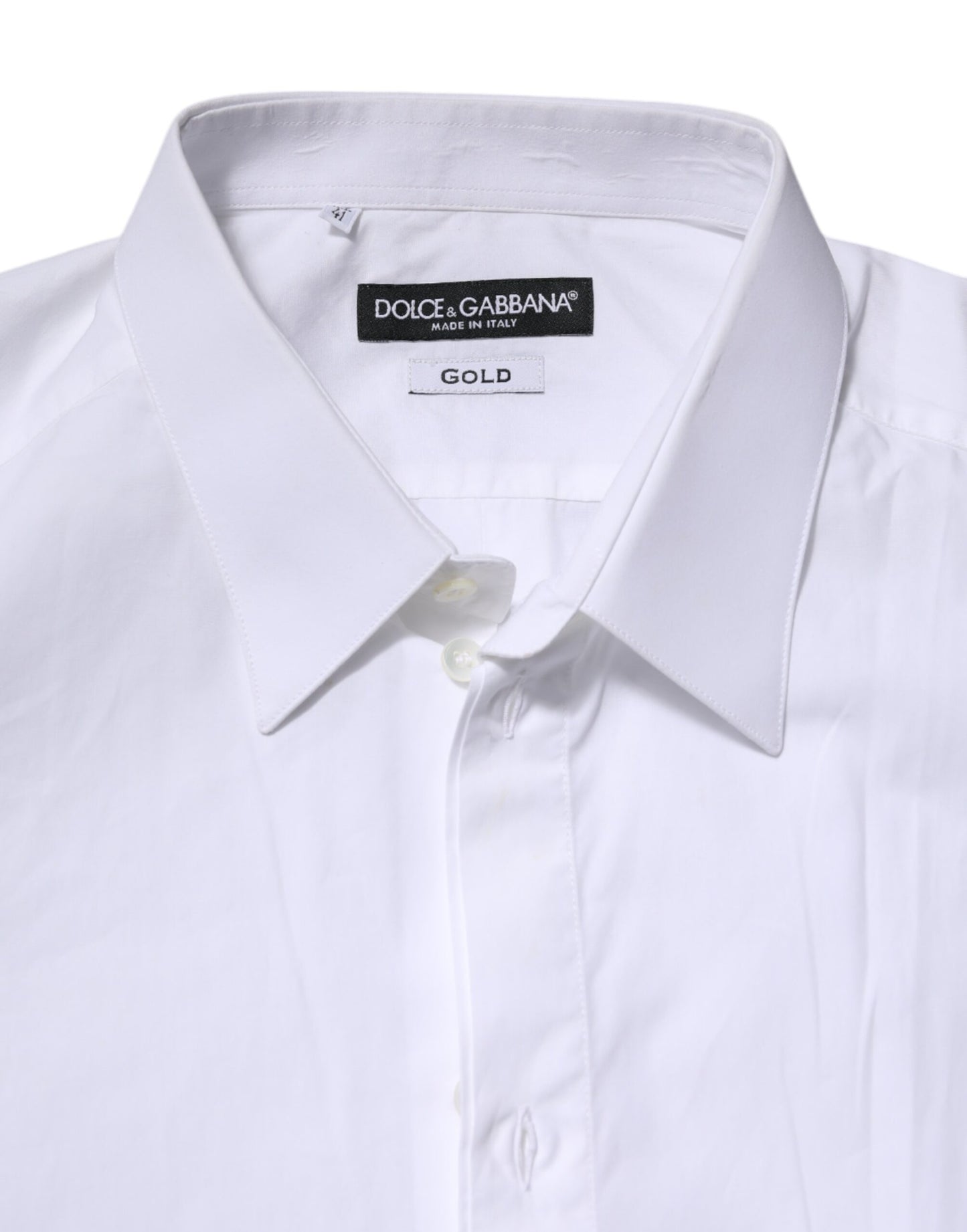 White Cotton GOLD Long Sleeves Dress Shirt
