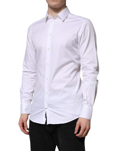 White Cotton GOLD Long Sleeve Men Dress Shirt