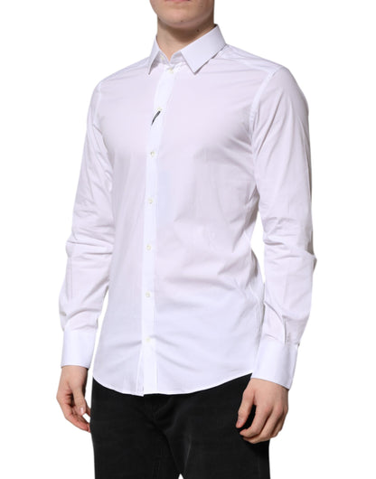 White Cotton GOLD Long Sleeve Men Dress Shirt