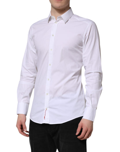 White Cotton GOLD Long Sleeves Dress Shirt