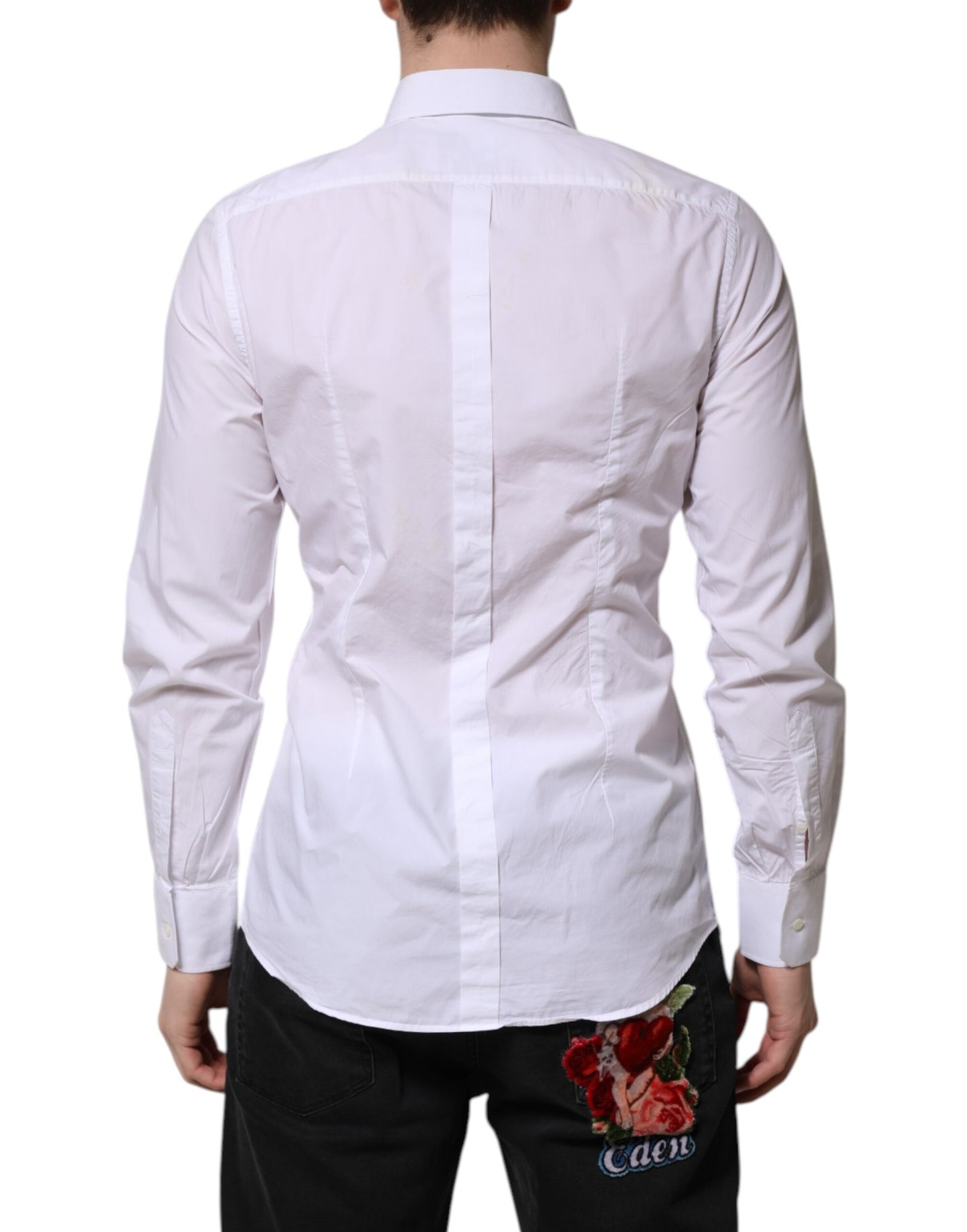 White Cotton GOLD Long Sleeves Dress Shirt