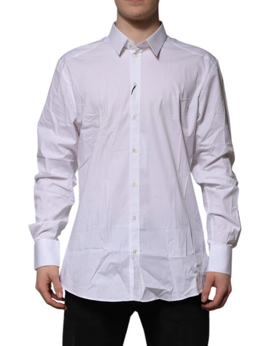 White Cotton GOLD Long Sleeves Dress Shirt