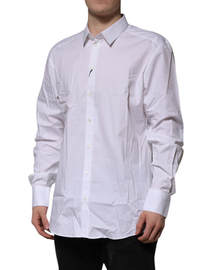 White Cotton GOLD Long Sleeves Dress Shirt