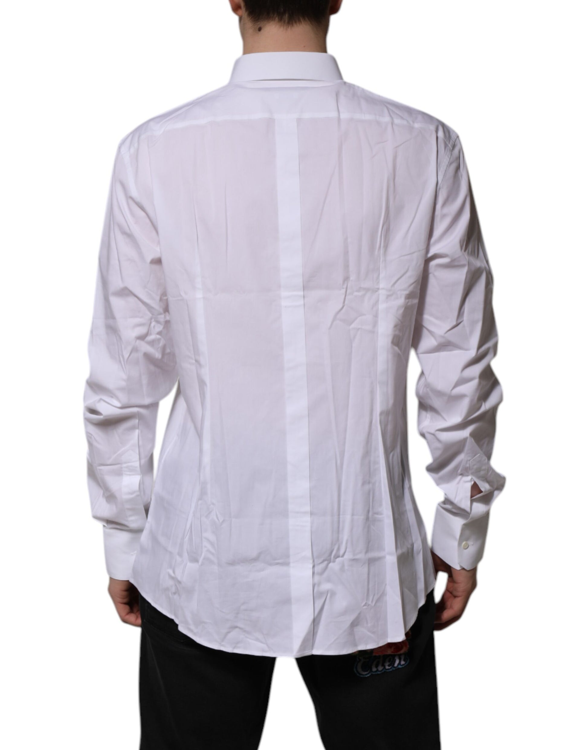 White Cotton GOLD Long Sleeves Dress Shirt