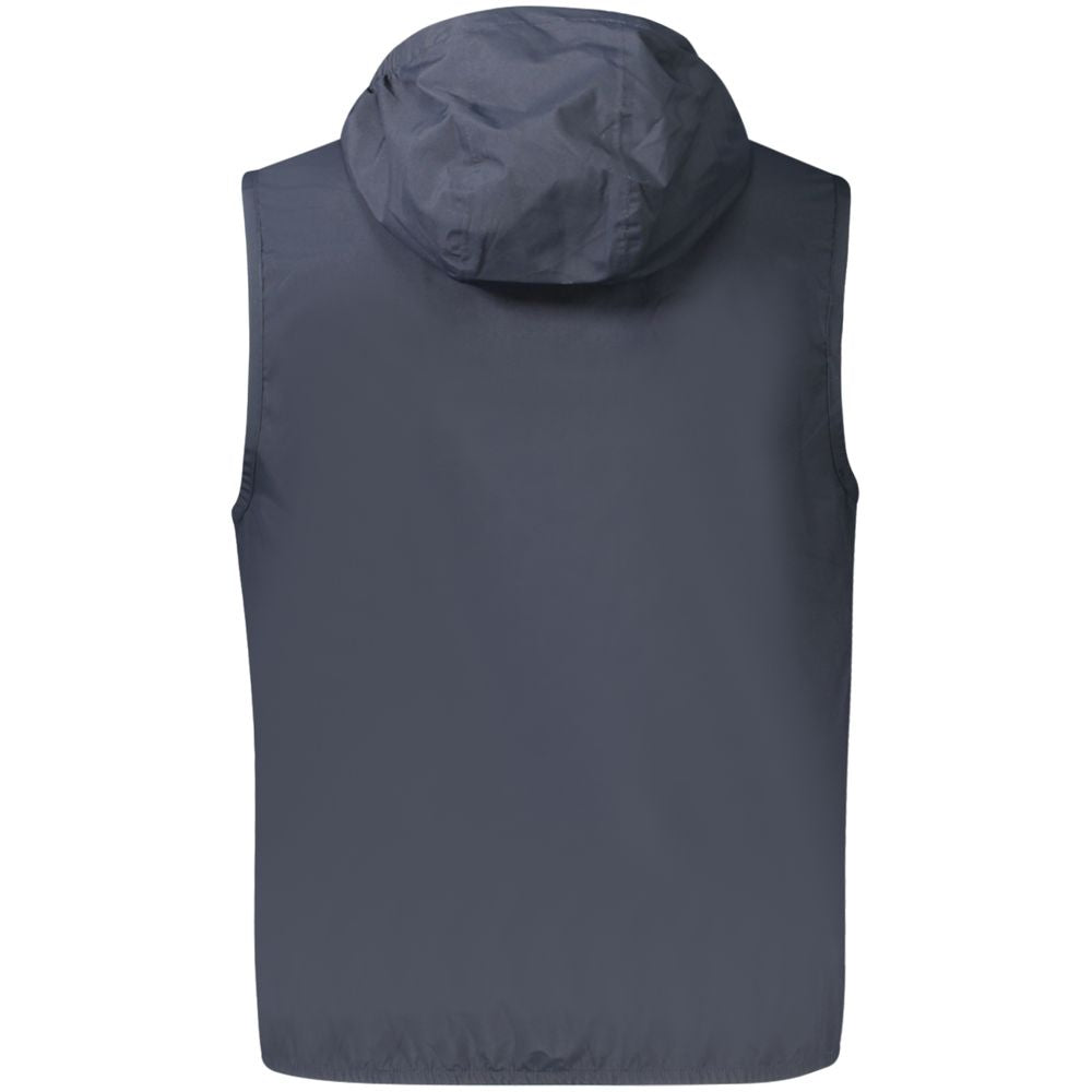 Blue Polyester Men Sleeveless Jacket