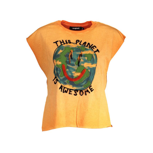 Orange Cotton Women T-Shirt