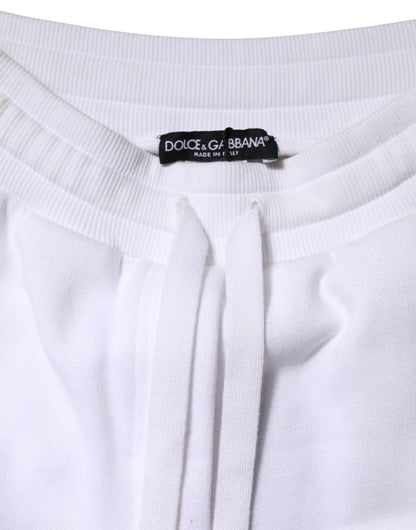 White Cotton Stretch Jogger Sweatpants Pants