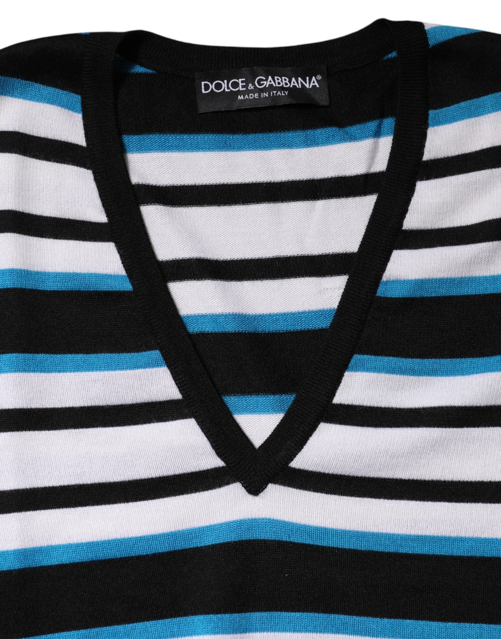 Multicolor Stripes Long Sleeves V-neck Top