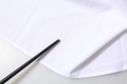 White Cotton Collared Shirt Long Sleeve Top