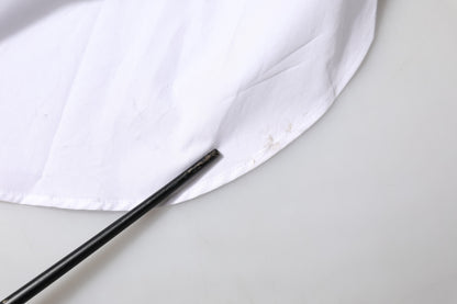 White Cotton Collared Shirt Long Sleeve Top