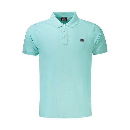 Light Blue Cotton Men Polo Shirt