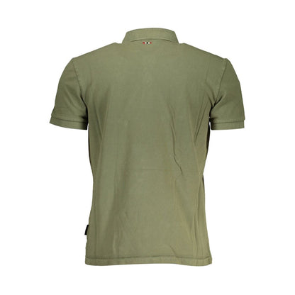 Green Cotton Men Polo Shirt