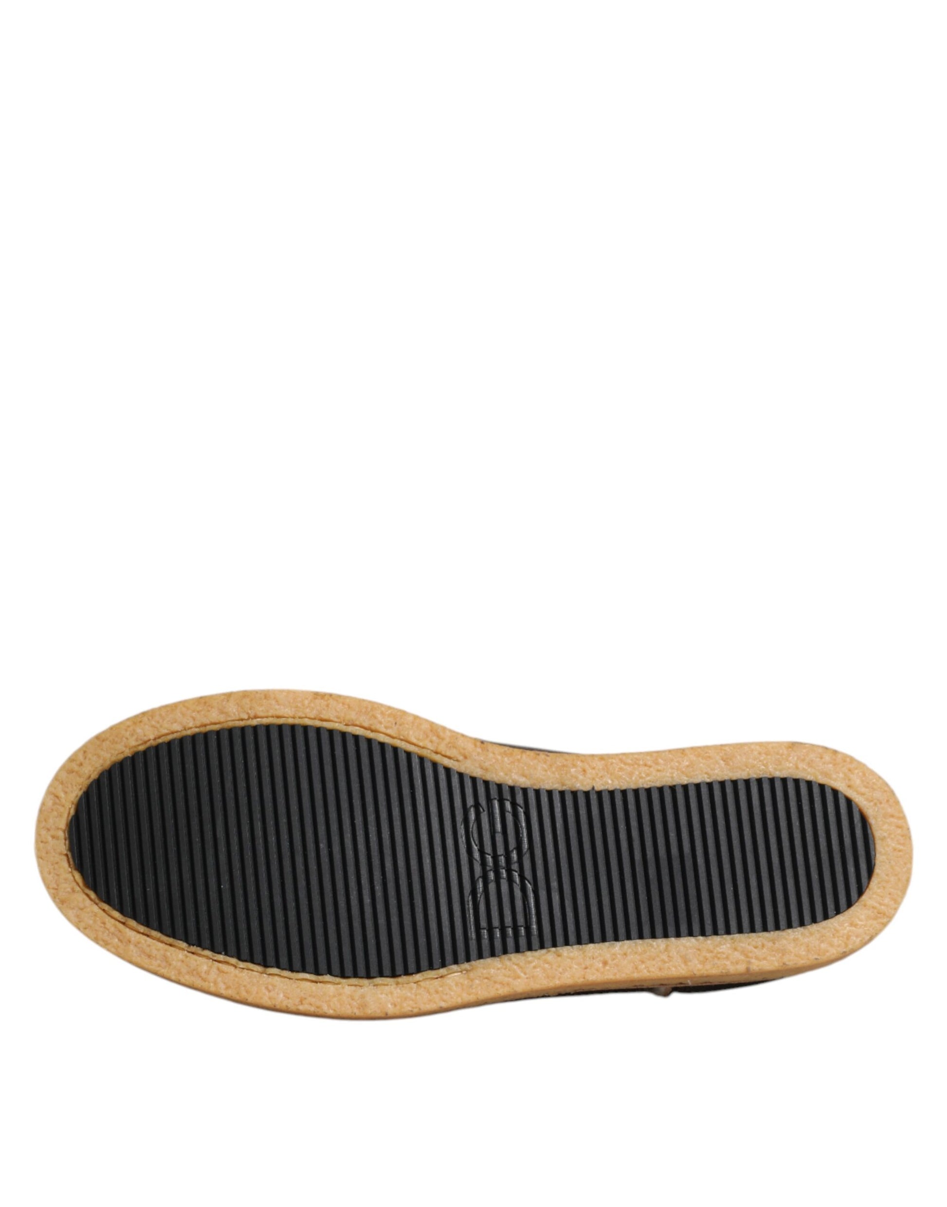 Brown White Calfskin Leather Loafers Shoes