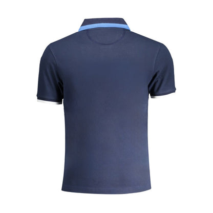 Blue Cotton Men Polo Shirt