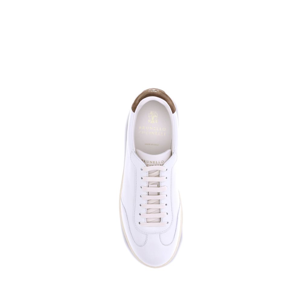 White Calf Leather Bos Taurus Low Top Sneakers