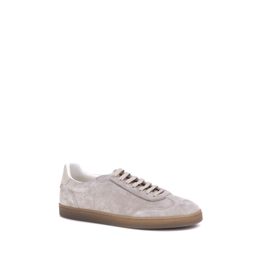 Beige Calf Leather Bos Taurus Low Top Sneakers