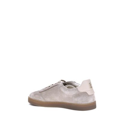 Beige Calf Leather Bos Taurus Low Top Sneakers