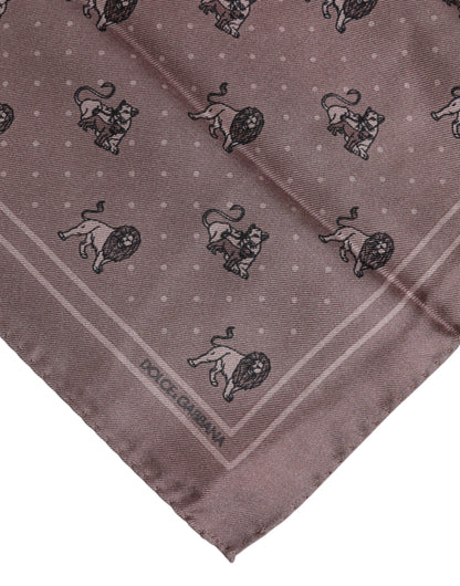 Brown Animal Print Square Foulard Scarf