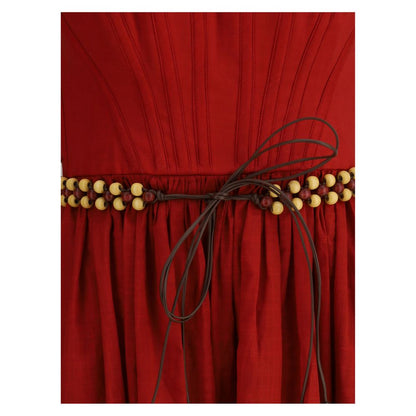 Red Cotton Casual Dress