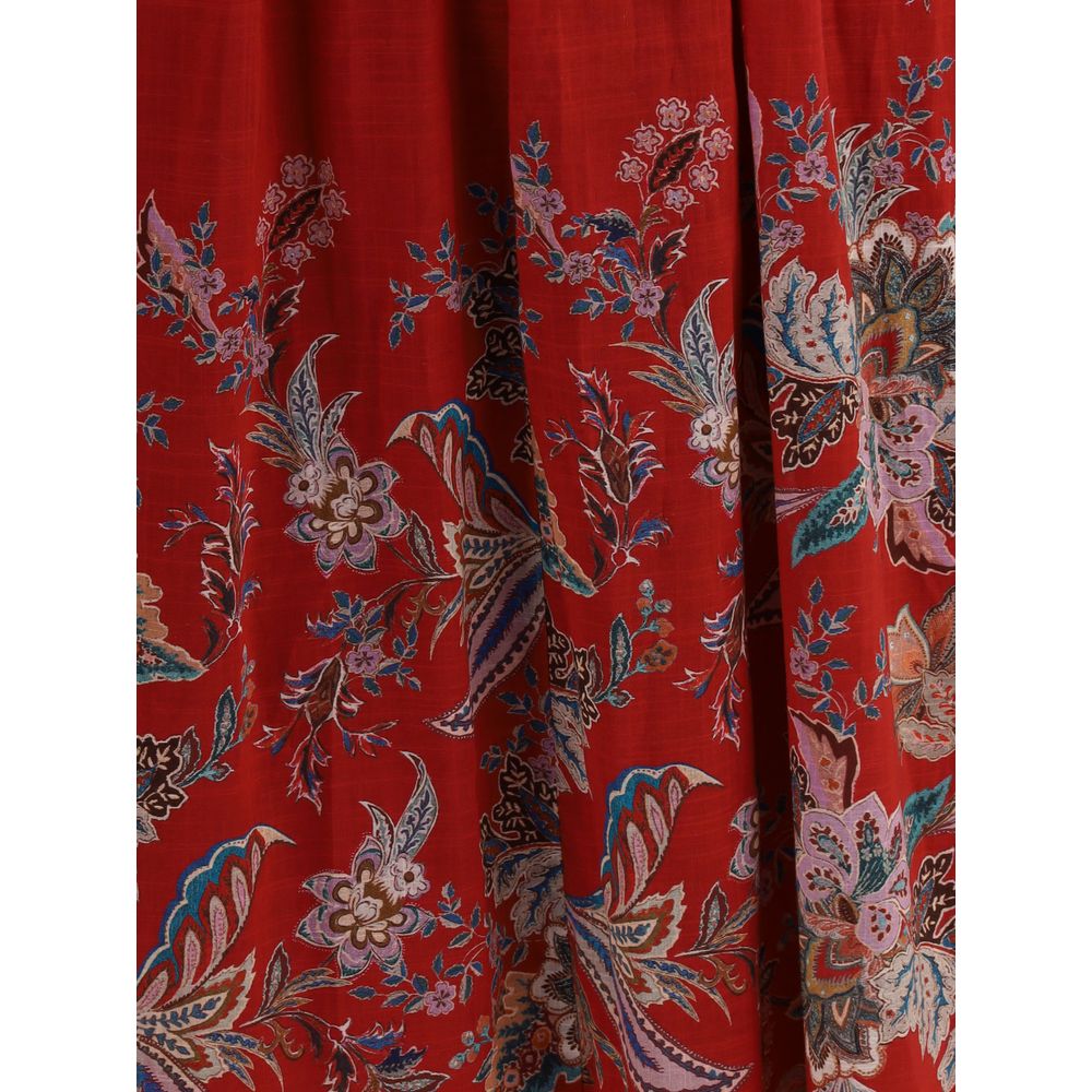 Red Cotton Casual Dress