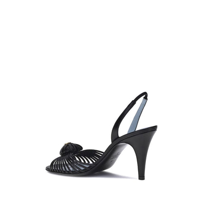 Black Calf Leather Bos Taurus Stiletto Heel Sandals