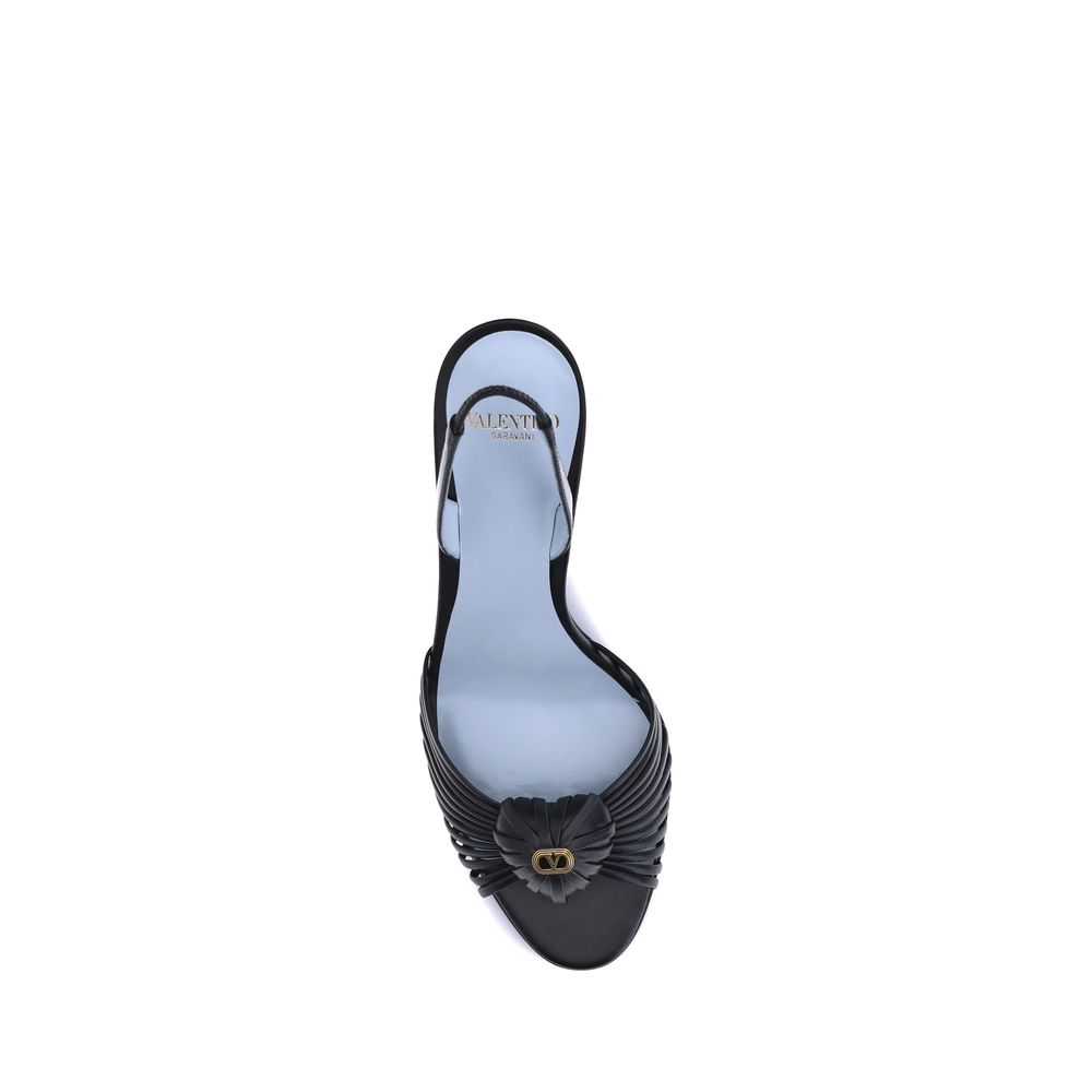 Black Calf Leather Bos Taurus Stiletto Heel Sandals