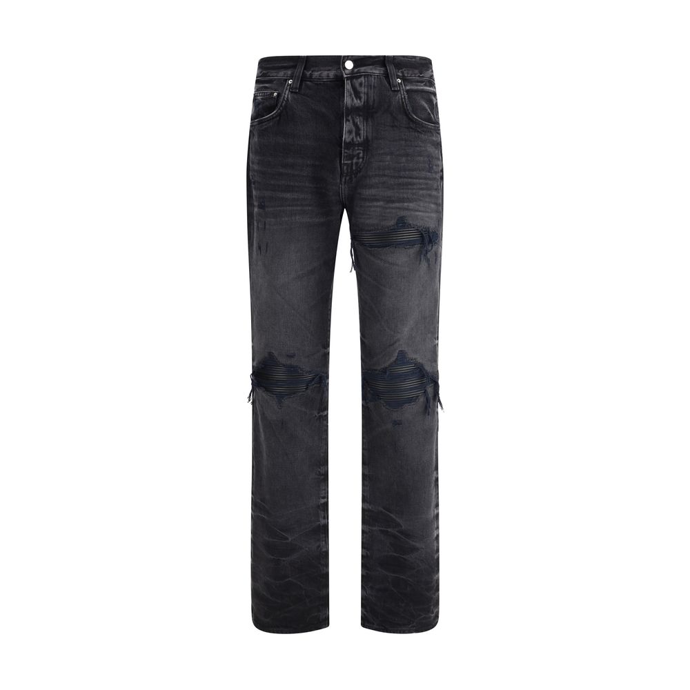 Black Cotton Straight-Leg Jeans