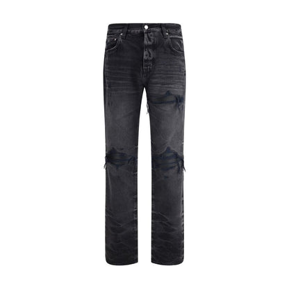 Black Cotton Straight-Leg Jeans