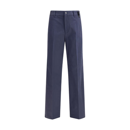 Blue Cotton Casual Pants