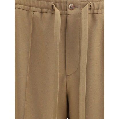 Brown Polyester Casual Pants