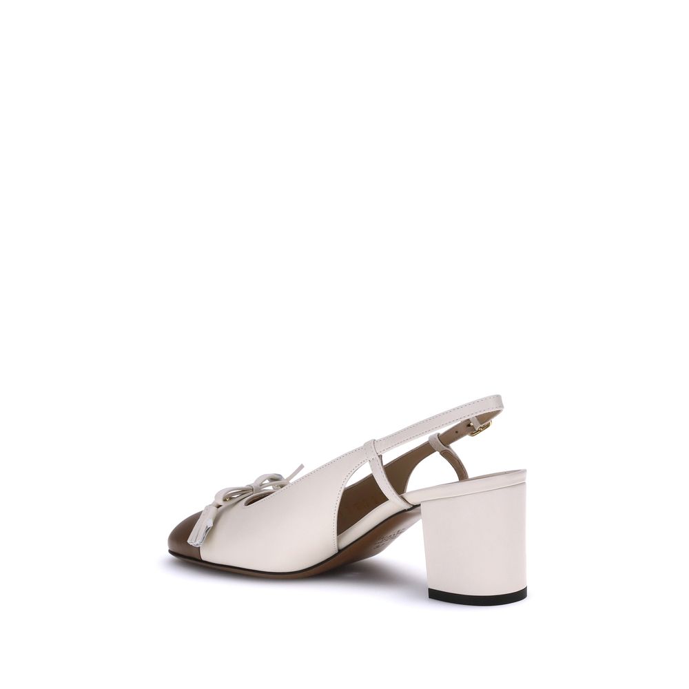 White Calf Leather Bos Taurus Mid Heel Pumps