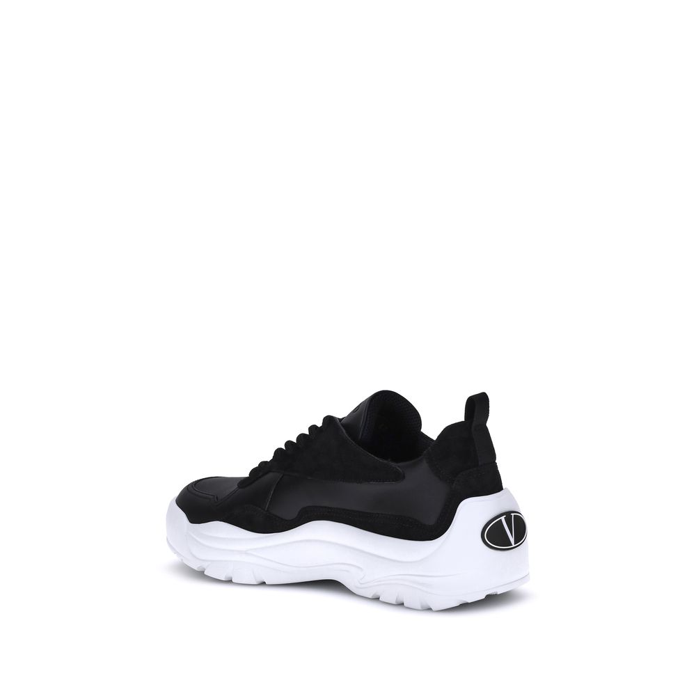 Black Calf Leather Bos Taurus Chunky Sneakers