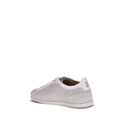 Gray Calf Leather Bos Taurus Low Top Sneakers