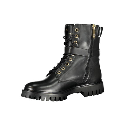 Black Polyurethane Women Stivaletto