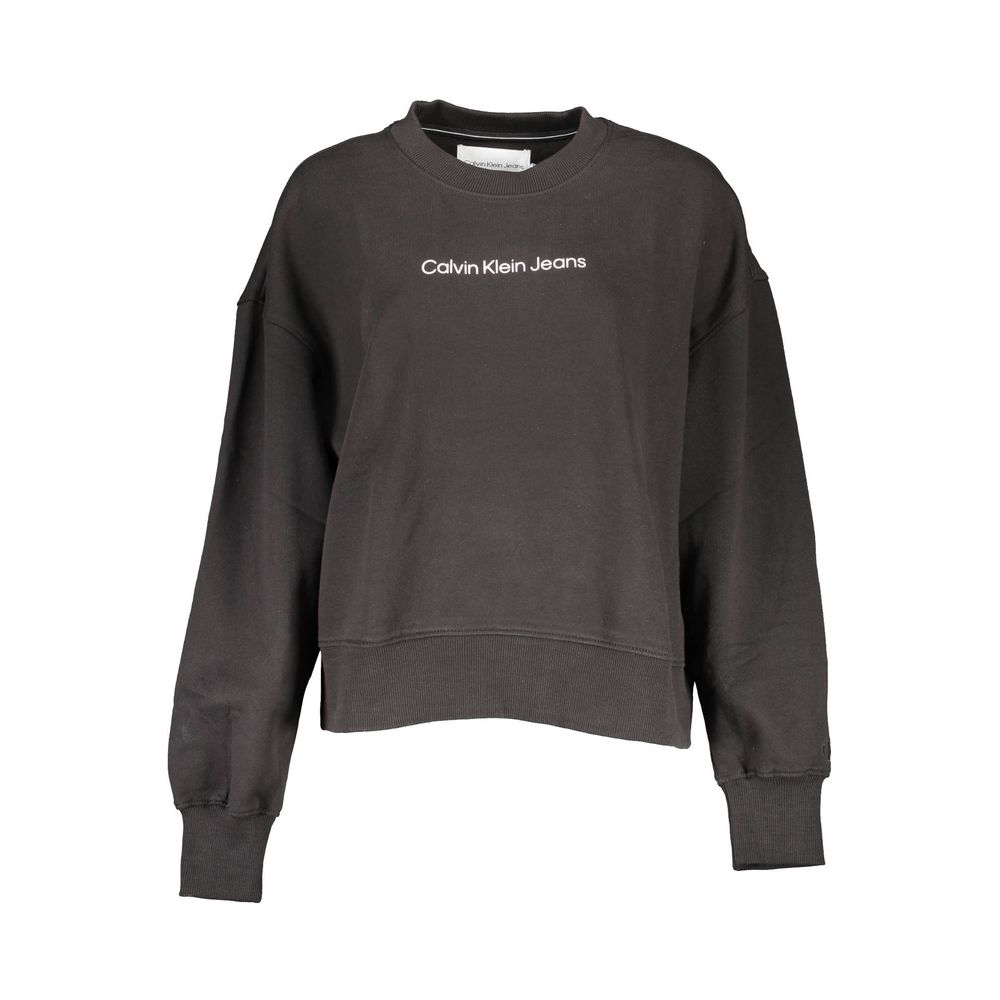 Black Cotton Women Sweatshirt