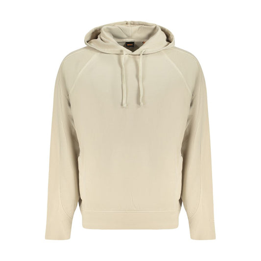 Beige Cotton Men Hoodie