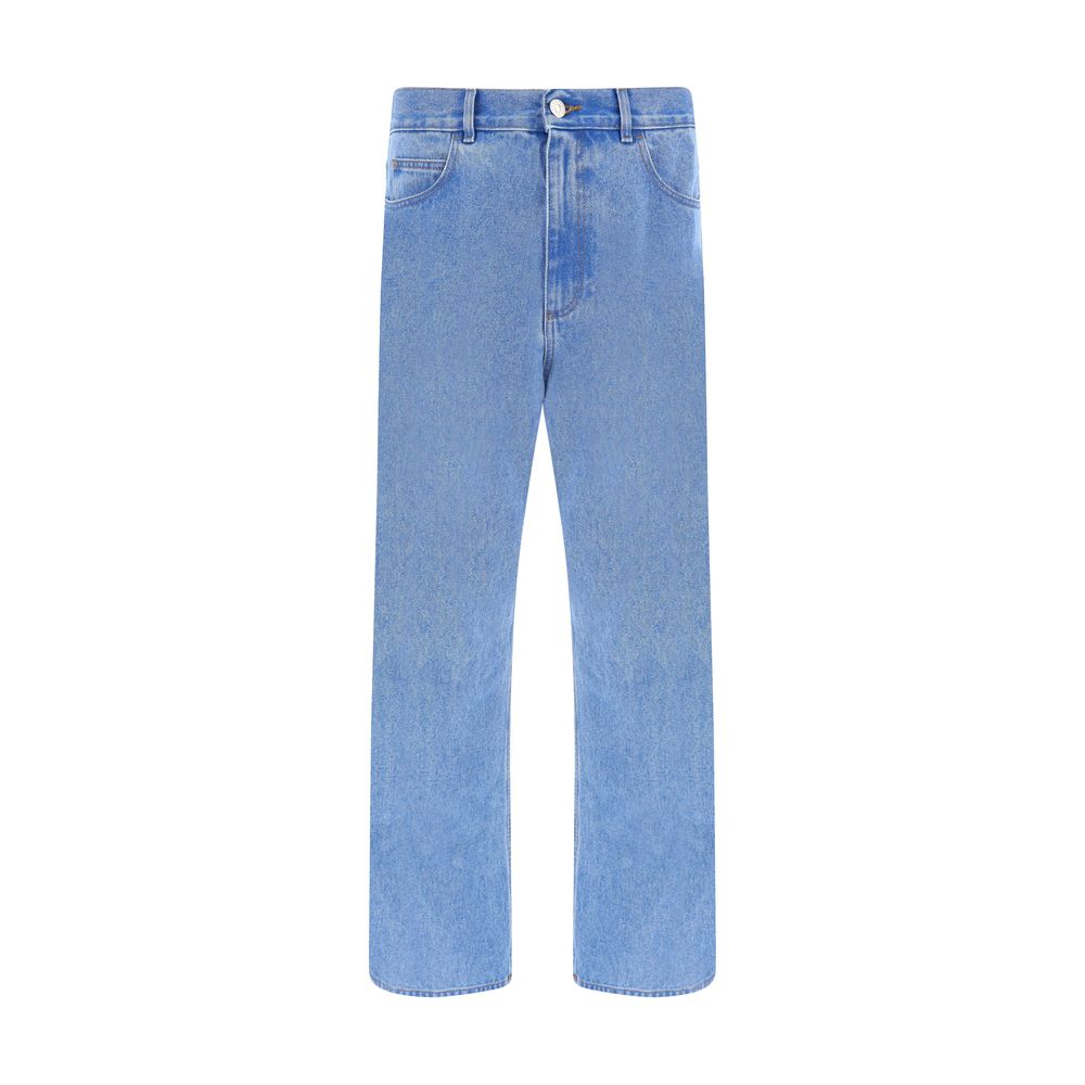 Light Blue Cotton Straight-Leg Jeans