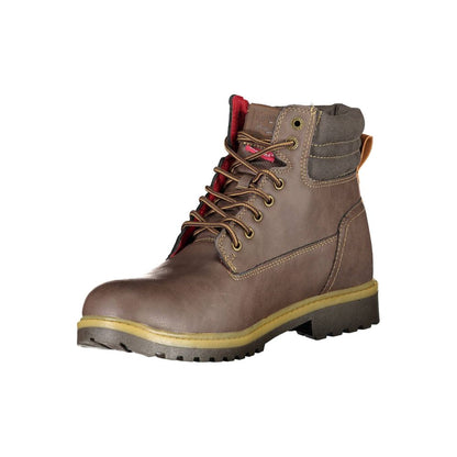 Brown Polyester Men Boot