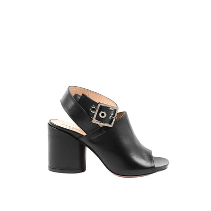Black Leather High Heel Pumps