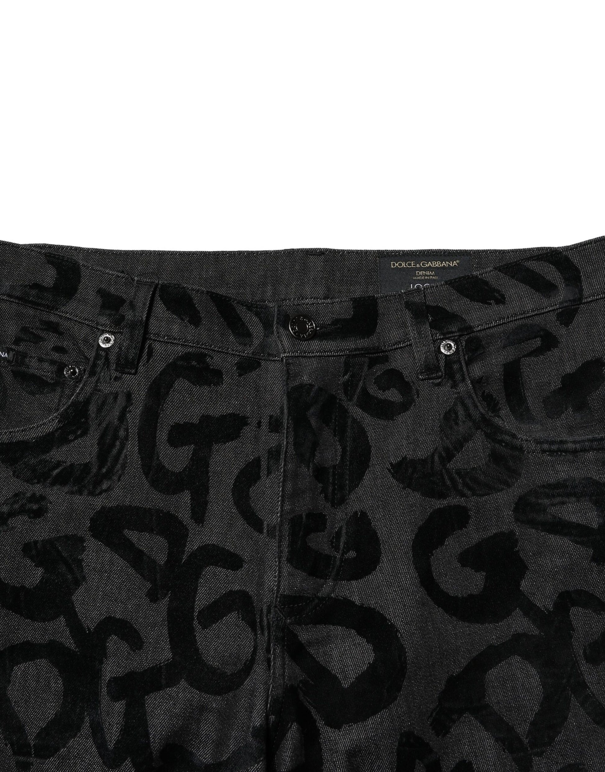 Gray Cotton DG Logo Straight Men Denim Jeans