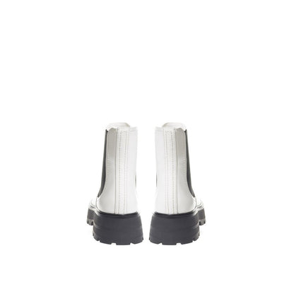 Black And White Leather Chelsea Boots