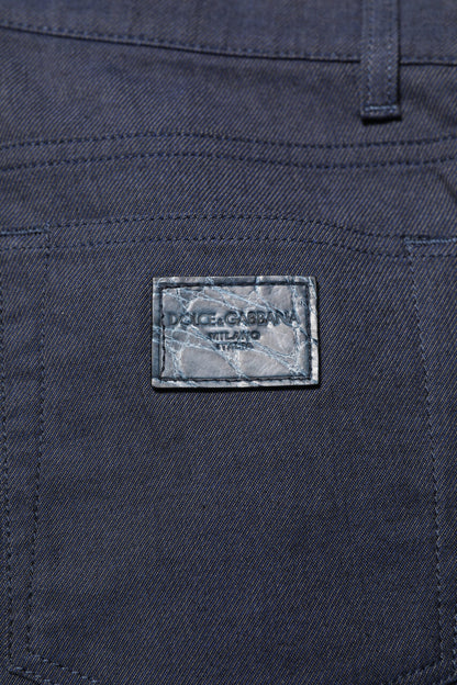 Dark Blue Cotton Skinny Denim Jeans