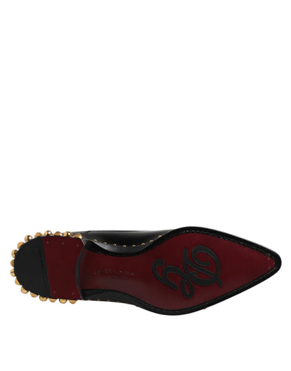 Black Leather Studded Derby Men Dress Shoes