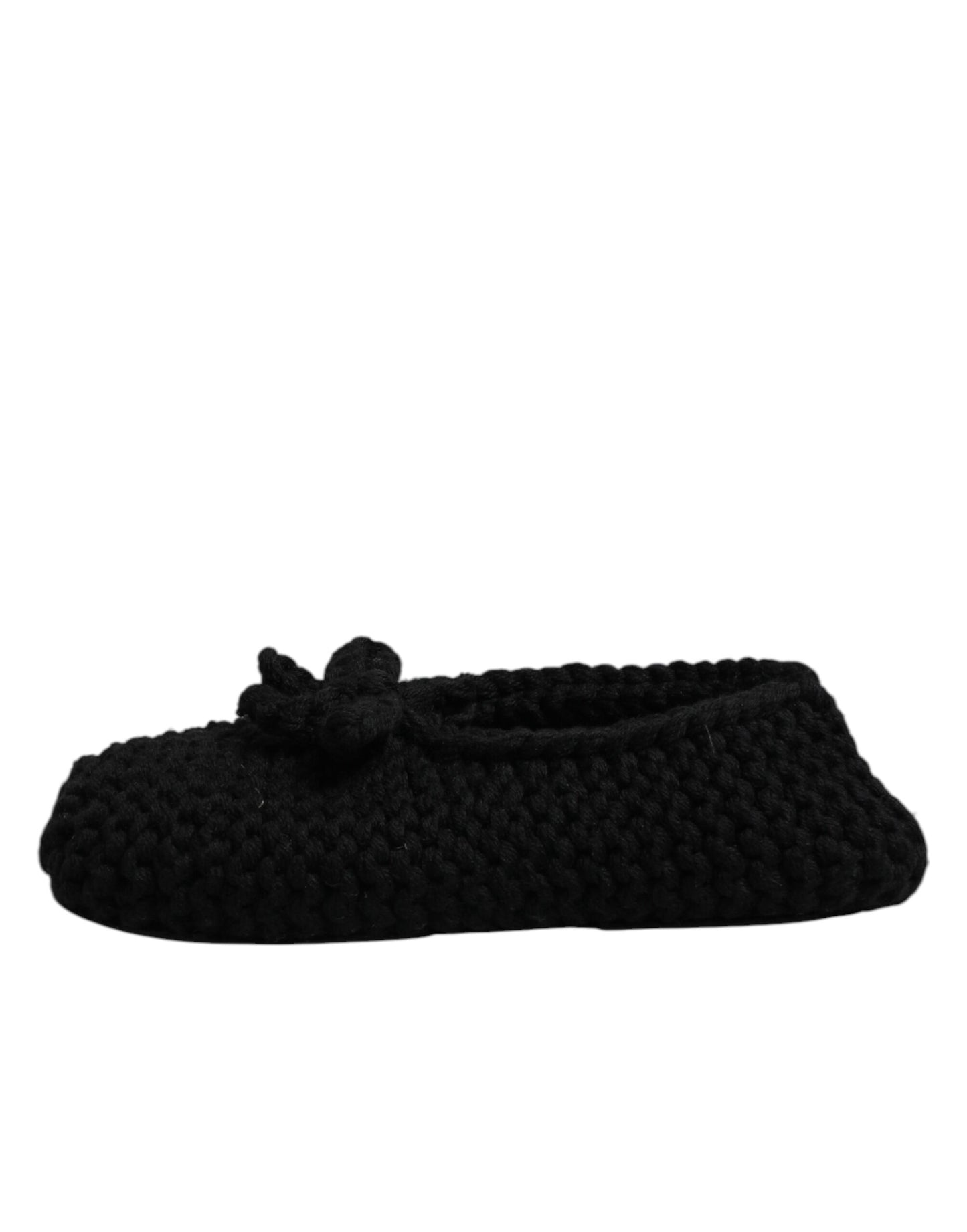 Black Wool Slip On Flats Ballerina Shoes
