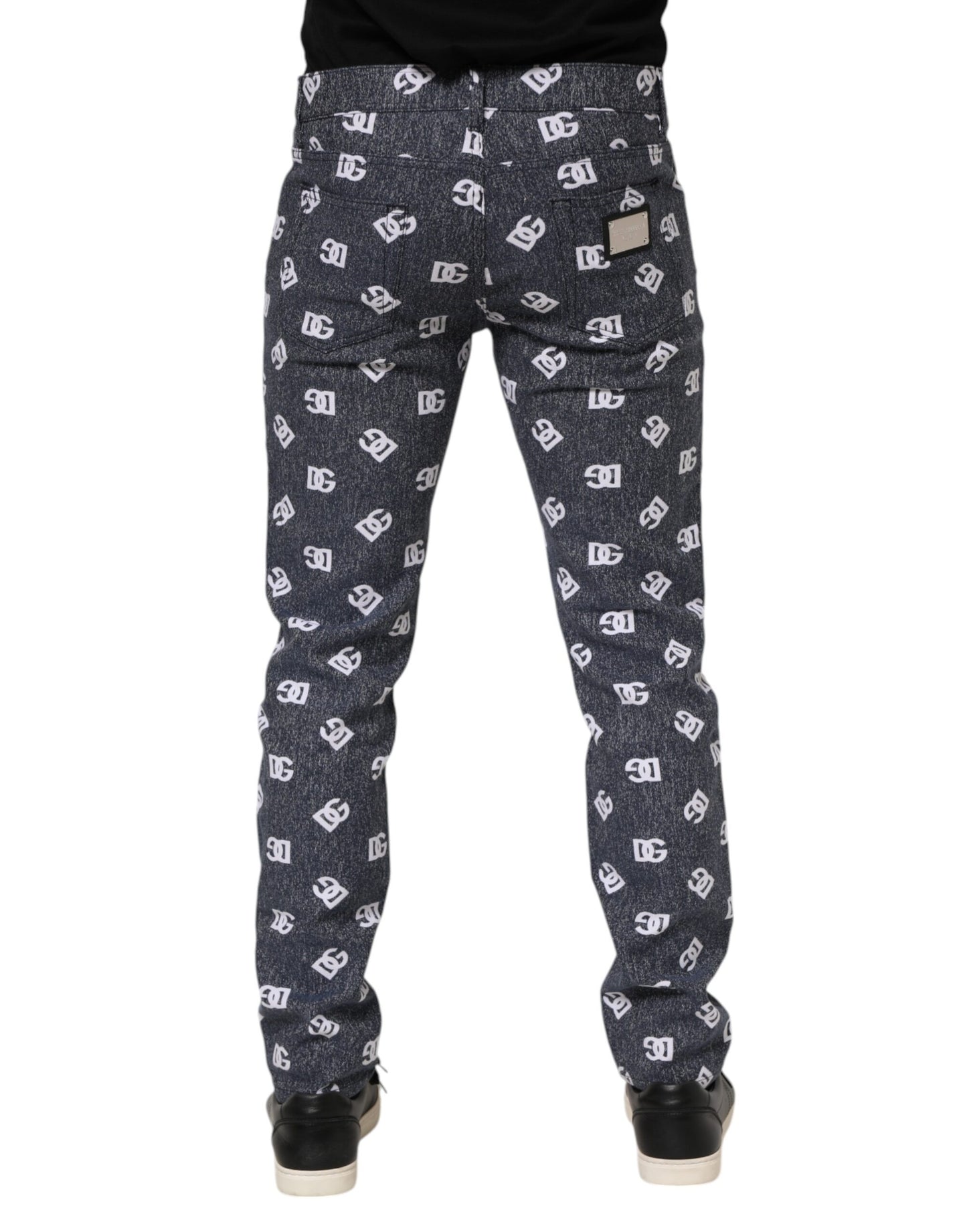 Dark Gray Logo Cotton Skinny Slim Denim Jeans