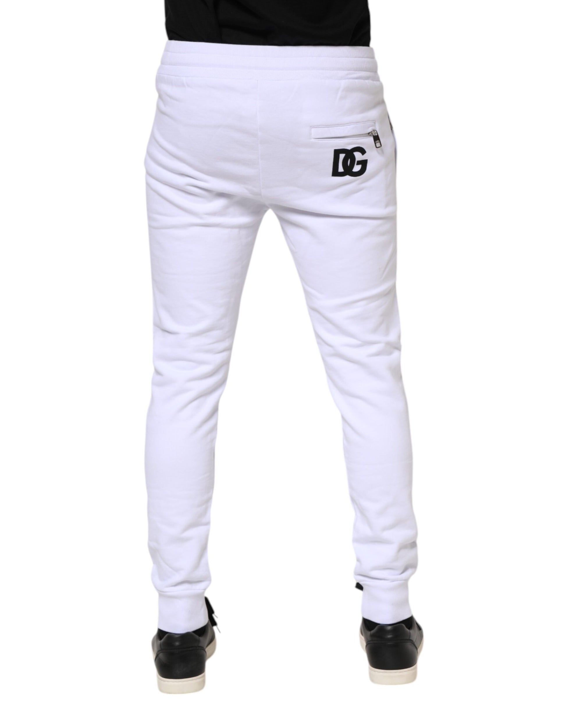 White Cotton Drawstring Jogger Pants